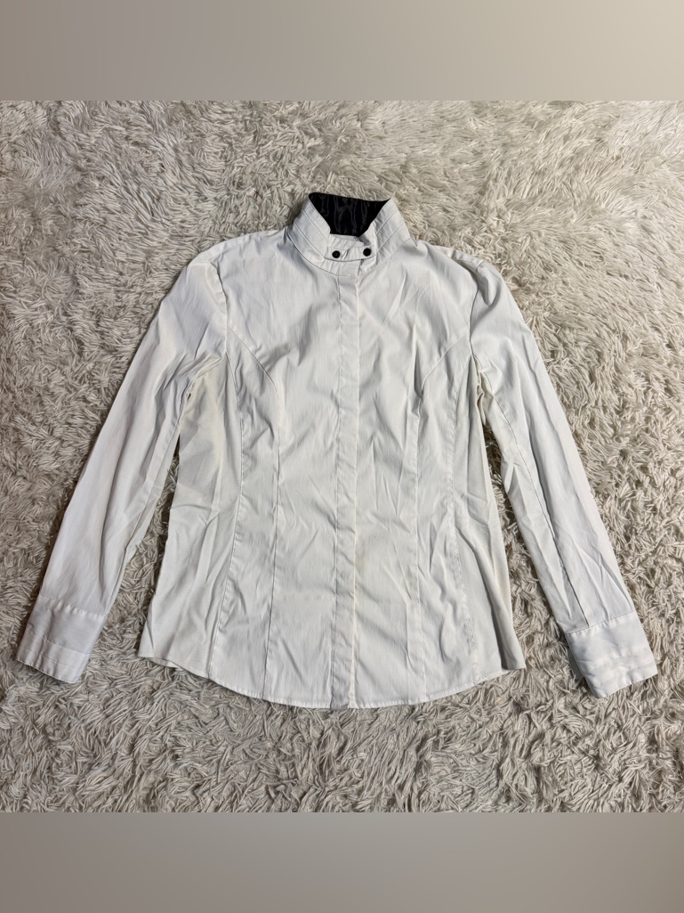 Womens Xl White Asmar Equestrian Long Sleeve Horseback Riding Show Shirt